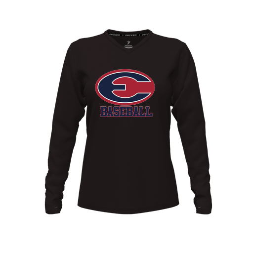 [CUS-DFW-TEES-PER-VNK-LSL-BLK-FYXS-LOGO3] Decker Performance T-Shirt (Female Youth XS, Black, V Neck, Logo 3, Long Sleeve)