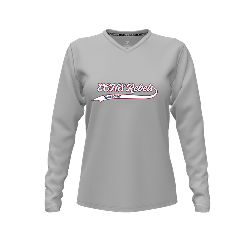 [FTLVCFGY-FYXS-LOGO2] Decker Comfort T-Shirt (Female Youth XS, Gray, V Neck, Logo 2, Long Sleeve)