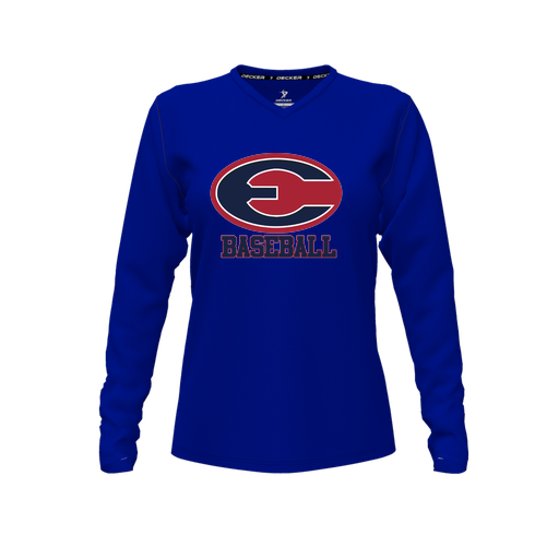 [FTLVPTRY-FYXS-LOGO3] Decker Performance T-Shirt (Female Youth XS, Royal, V Neck, Logo 3, Long Sleeve)