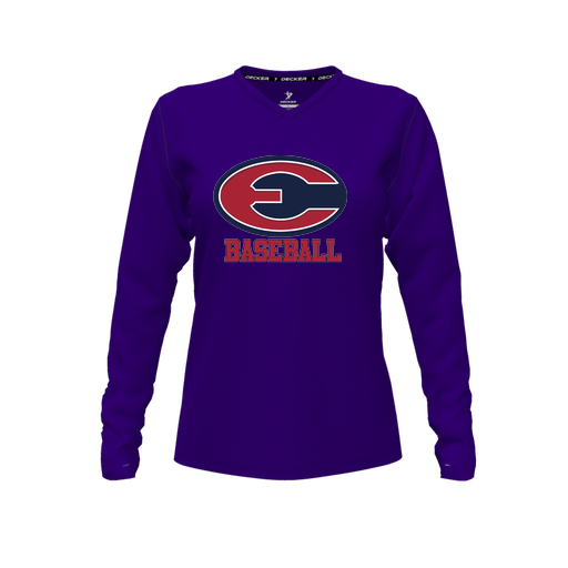 [CUS-DFW-TEES-PER-VNK-LSL-PUR-FYXS-LOGO1] Decker Performance T-Shirt (Female Youth XS, Purple, V Neck, Logo 1, Long Sleeve)