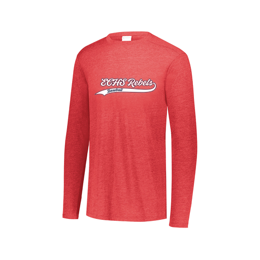 [FTLCUBRD-AXS-LOGO2] Decker Men's Tri-Blend T-Shirt - Long Sleeve (Adult XS, Red, Logo 2)