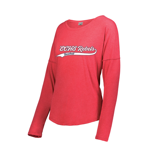 [FTLCUBRD-FAS-LOGO2] Decker Women's Tri-Blend T-Shirt - Long Sleeve (Female Adult S, Red, Logo 2)